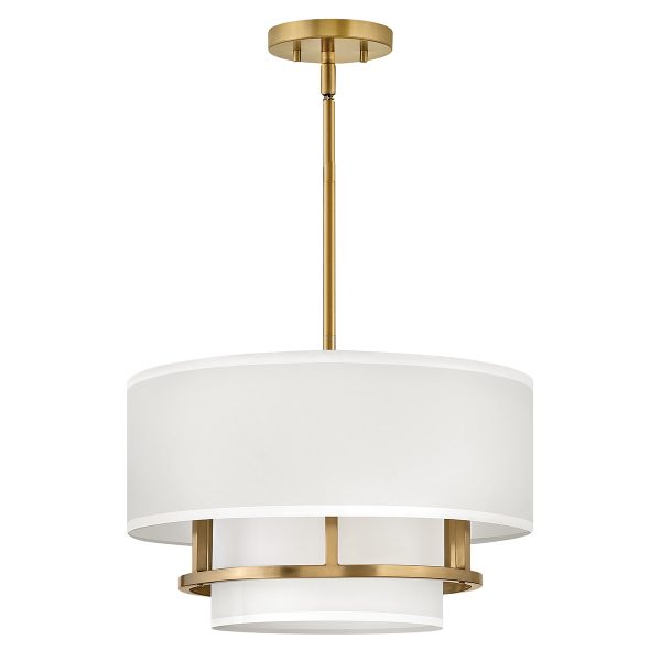 Hinkley Graham 3 light duo mount ceiling pendant in lacquered brass shown as pendant