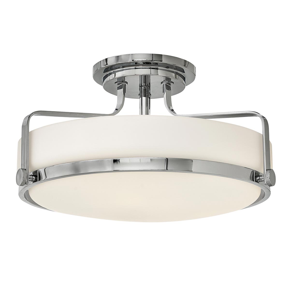 Harper 3 Light Medium Semi Flush Light Chrome Opal Glass