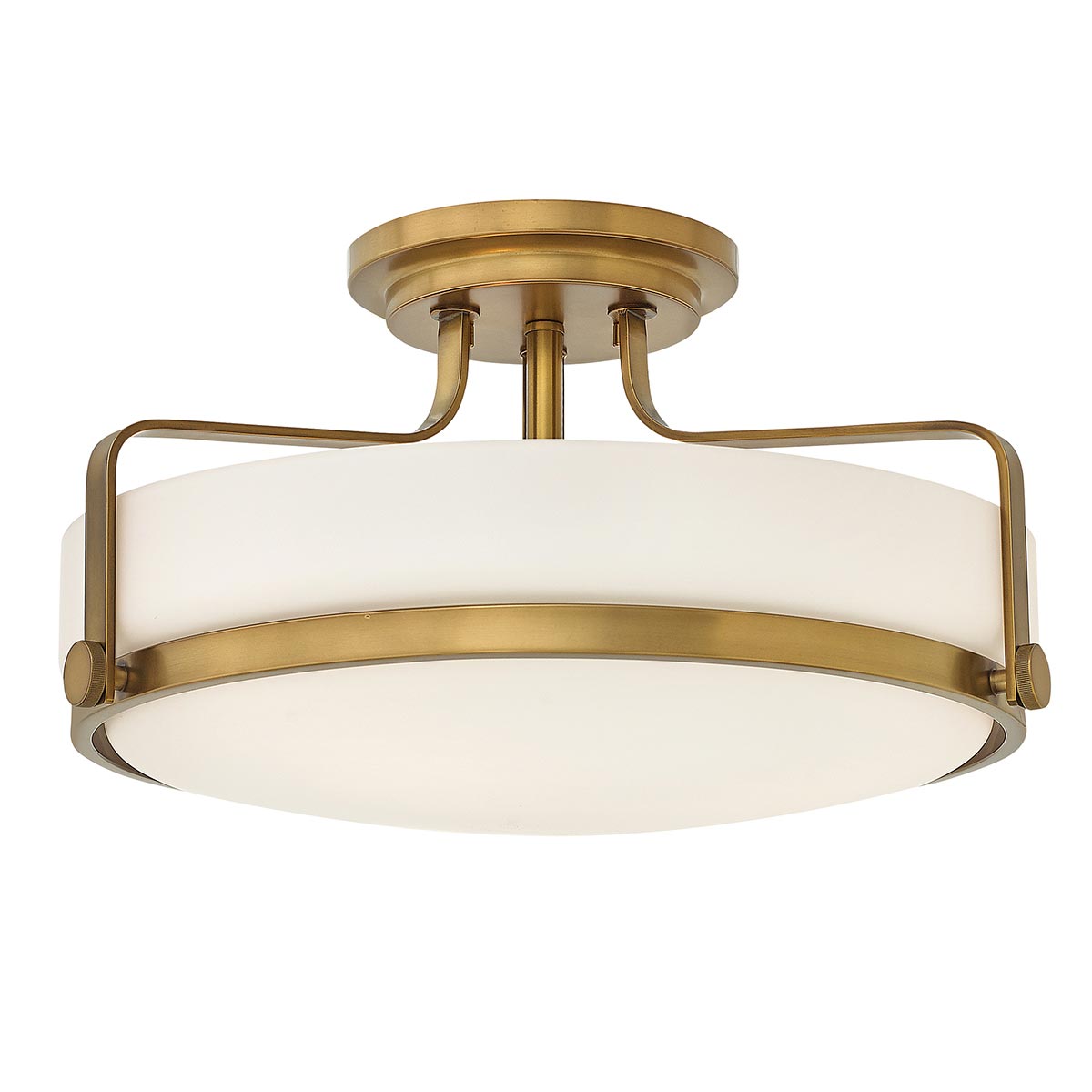 Harper 3 Light Medium Semi Flush Heritage Brass Opal Glass