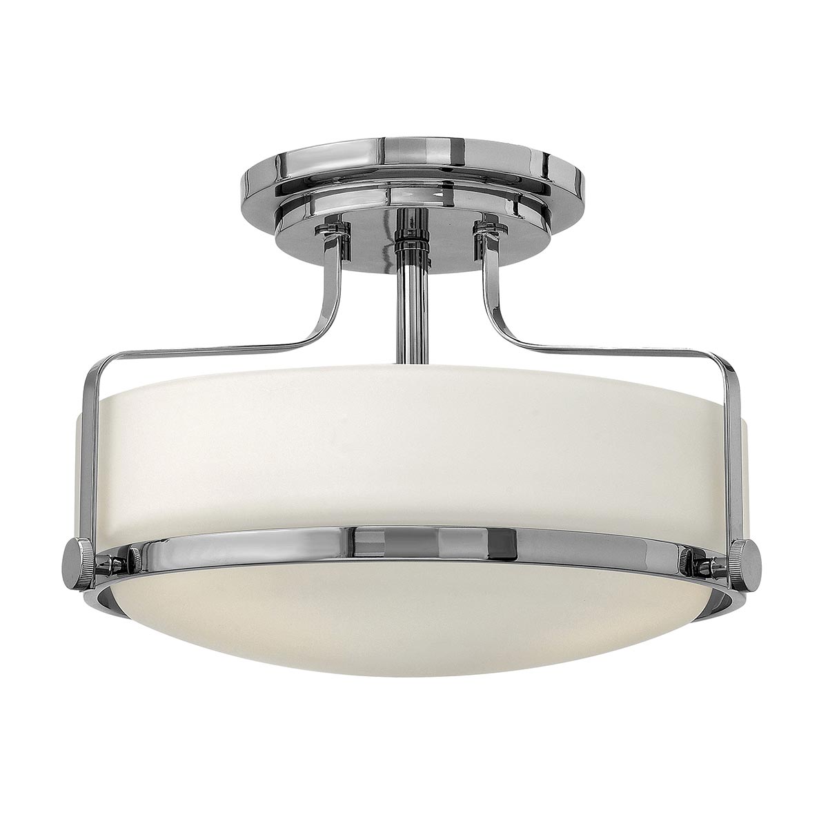 Harper 3 Light Small Semi Flush Polished Chome Opal Glass