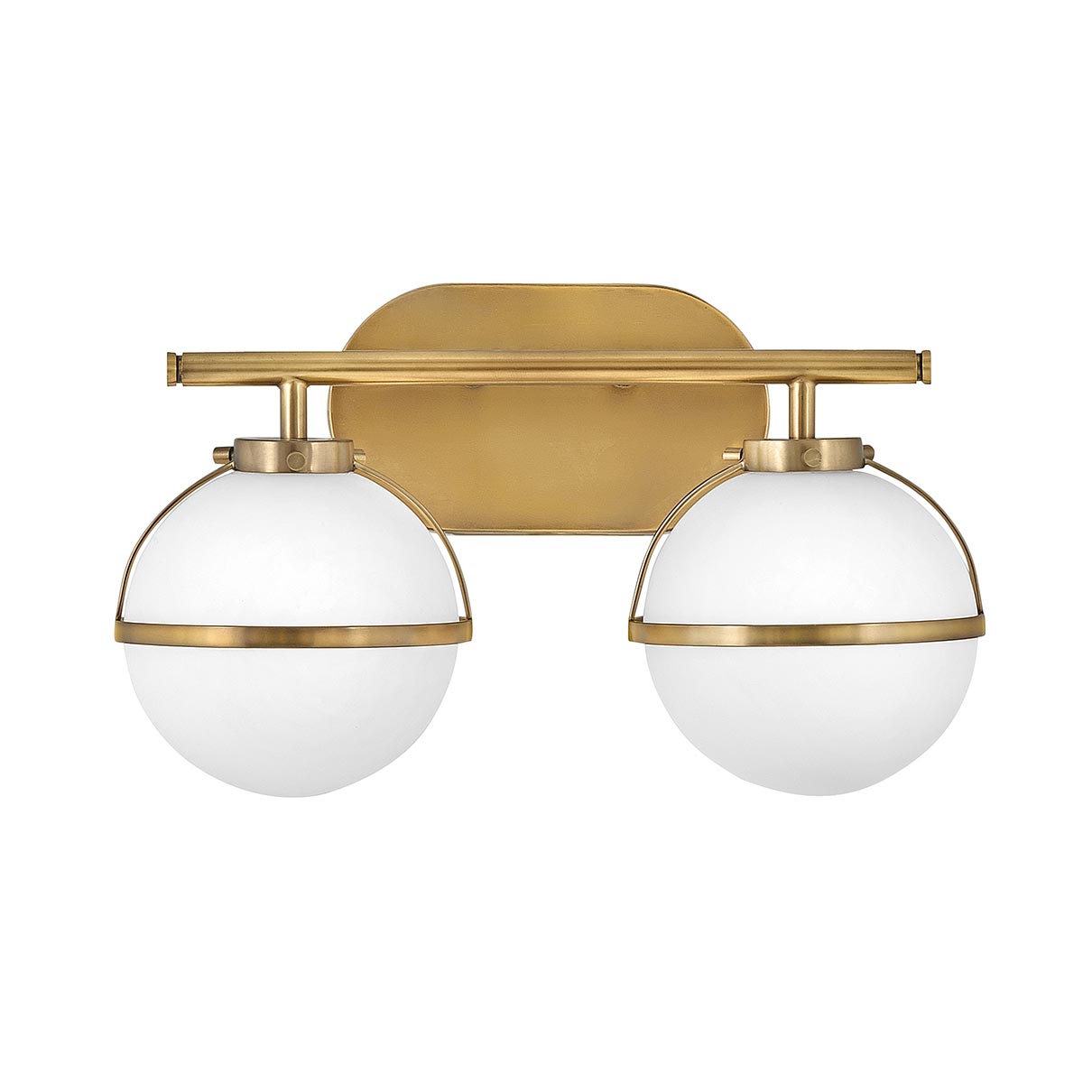 Hollis 2 Light Bathroom Wall Light Heritage Brass With Opal Glass