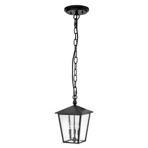 Hinkley Huntersfield 3 light large porch chain lantern in black, full height on white background.