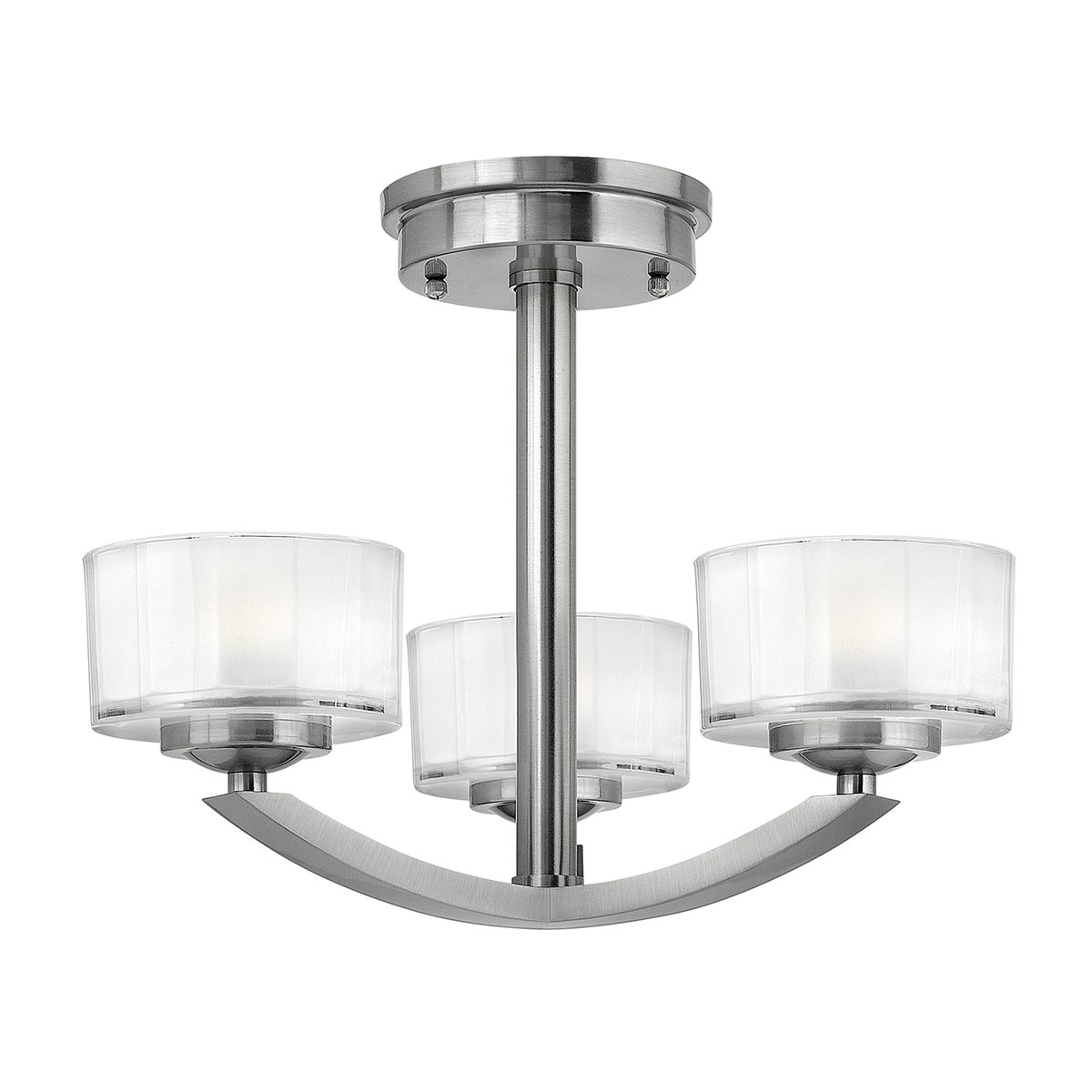 Hinkley Meridian Art Deco Style 3 Light Semi Flush Brushed Nickel