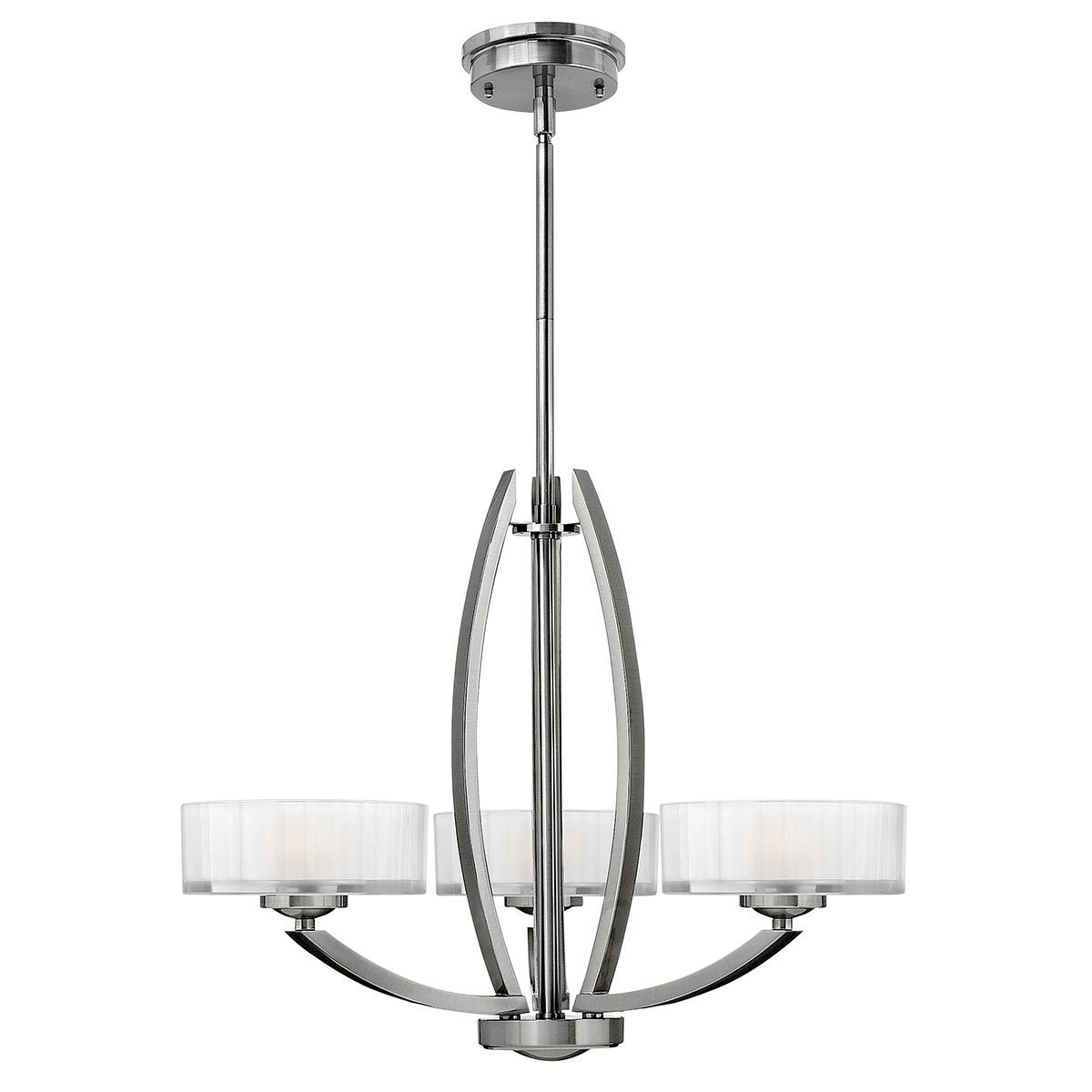 Hinkley Meridian Art Deco Style 3 Light Chandelier Brushed Nickel