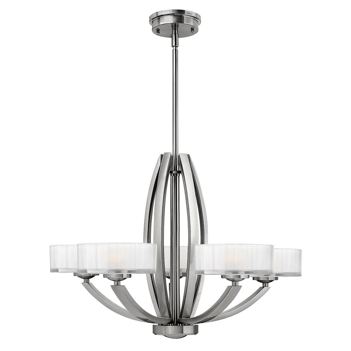 Hinkley Meridian Art Deco Style 5 Light Chandelier Brushed Nickel