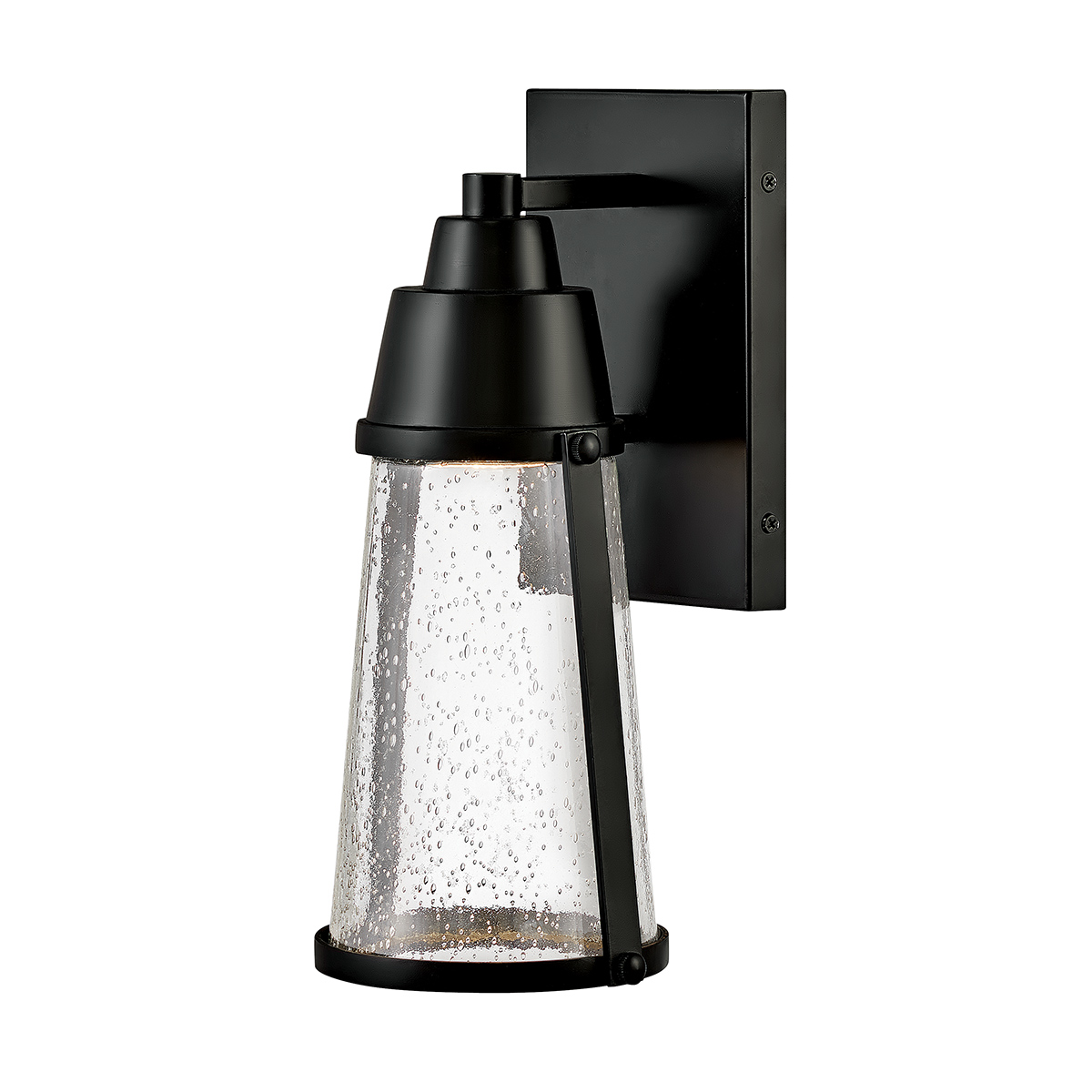 Hinkley Miles Outdoor Wall Light In Black With Seeded Glass