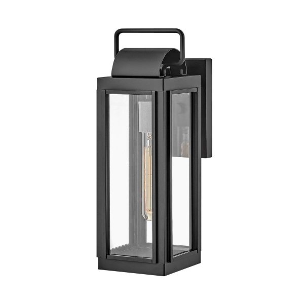 Hinkley Sag Harbor 1 light wall carriage lantern in black on white background.