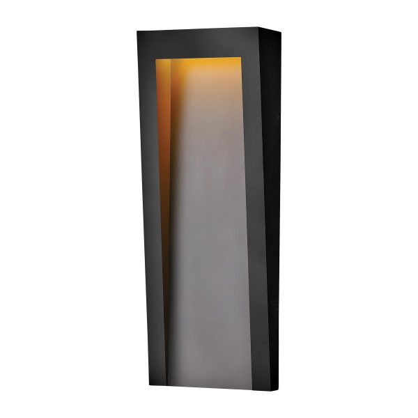 Hinkley Taper LED large modern outdoor wall washer light in textured black on white background.