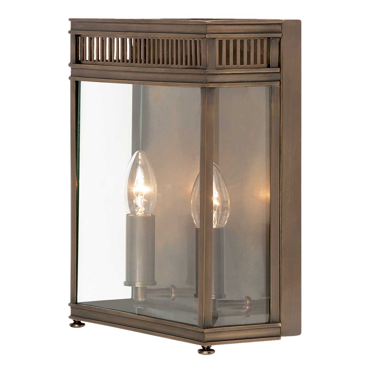 Holborn 2 Light Solid Brass Outdoor Wall Lantern Dark Bronze