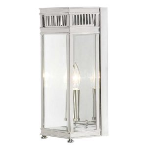 Elstead Holborn 1 light solid brass outdoor wall half lantern in polished chrome on white background