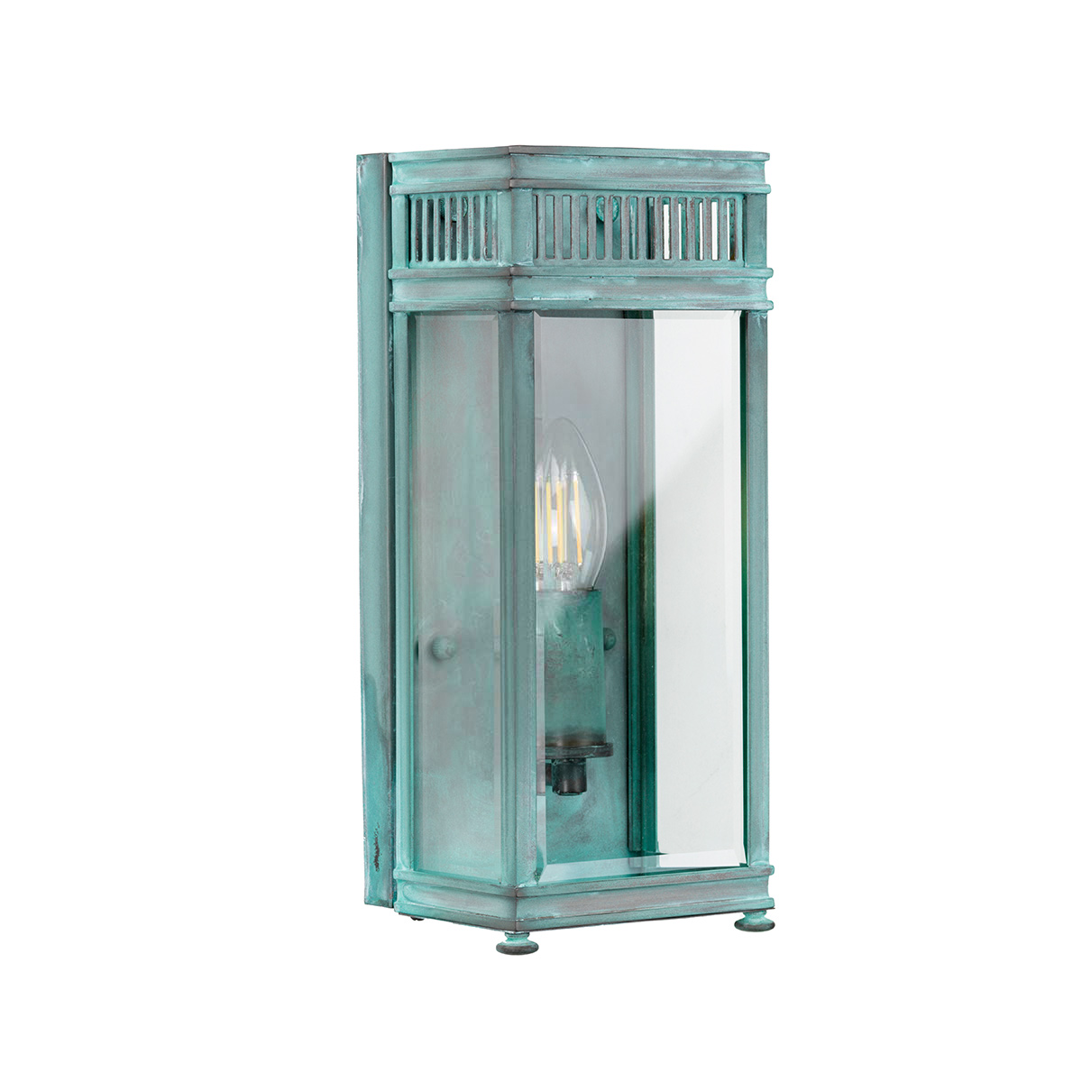 Holborn 1 Light Solid Brass Outdoor Wall Half Lantern Verdigris