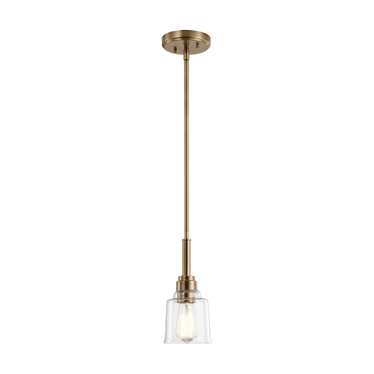 Kitchler Aivian 1 Light Pendant In Weathered Brass Clear Glass