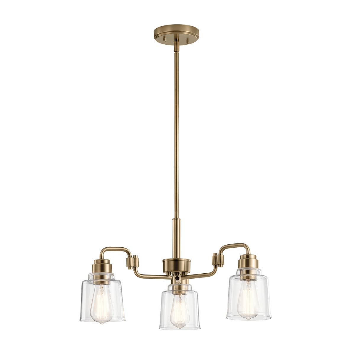 Kitchler Aivian 3 Light Chandelier In Weathered Brass Clear Glass