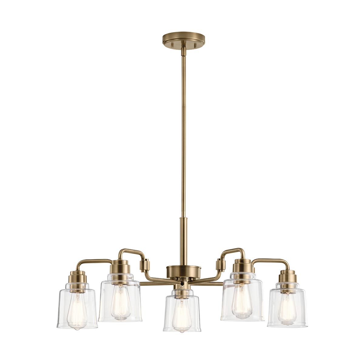 Kitchler Aivian 5 Light Chandelier In Weathered Brass Clear Glass