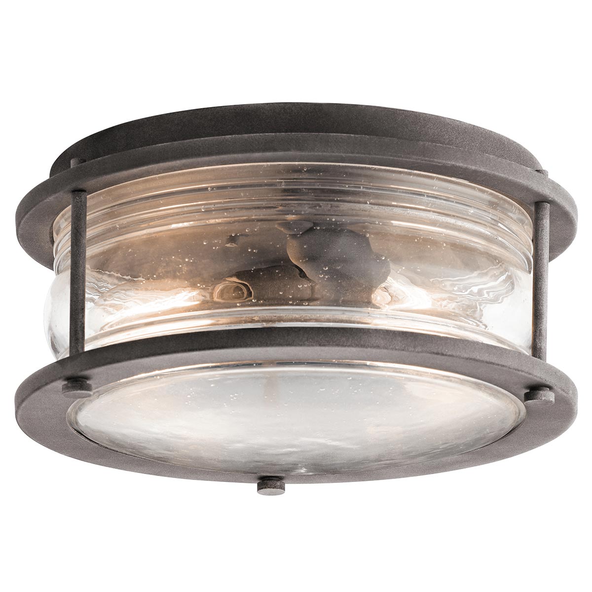 Kichler Ashland Bay 2 Light Flush Outdoor Porch Light Weathered Zinc