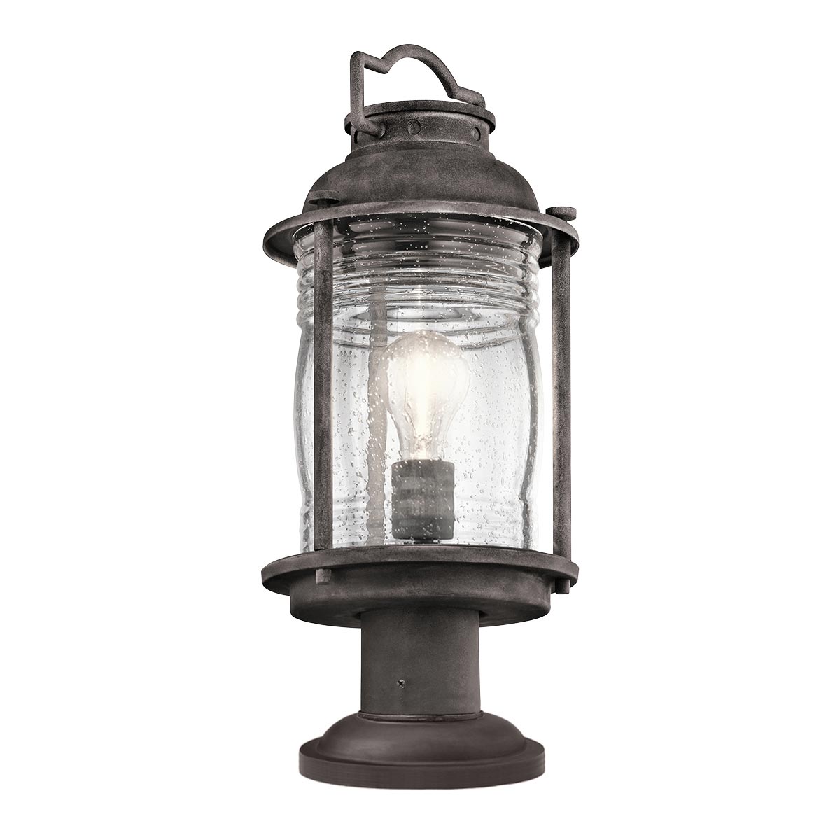 Kichler Ashland Bay 1 Light Outdoor Gate Post Lantern Weathered Zinc