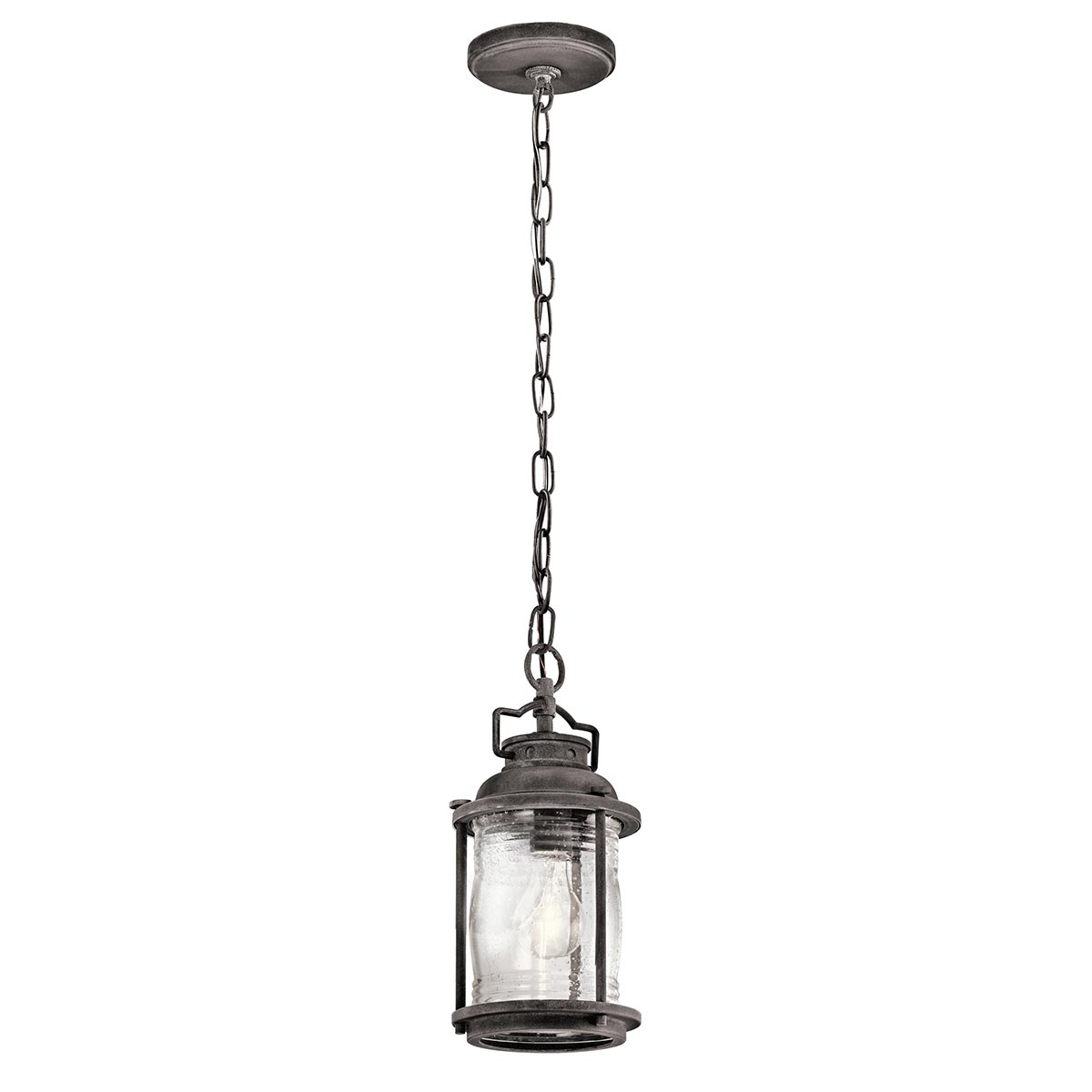 Kichler Ashland Bay Small Outdoor Porch Chain Lantern Weathered Zinc