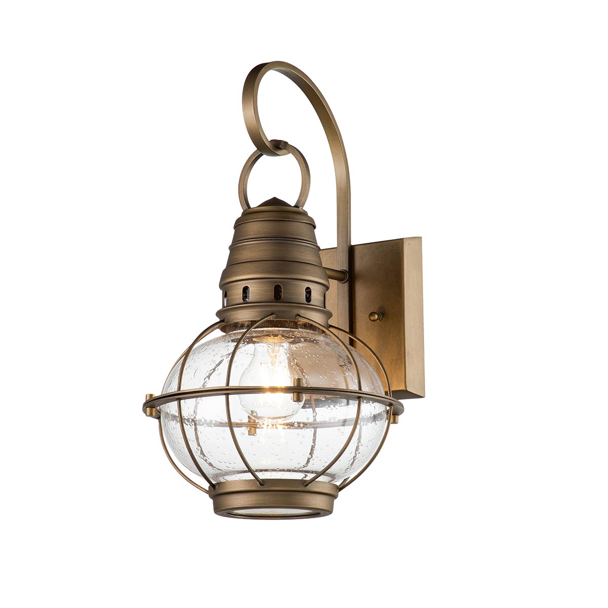 Kichler Bridge Point Medium Outdoor Wall Lantern Natural Brass Finish