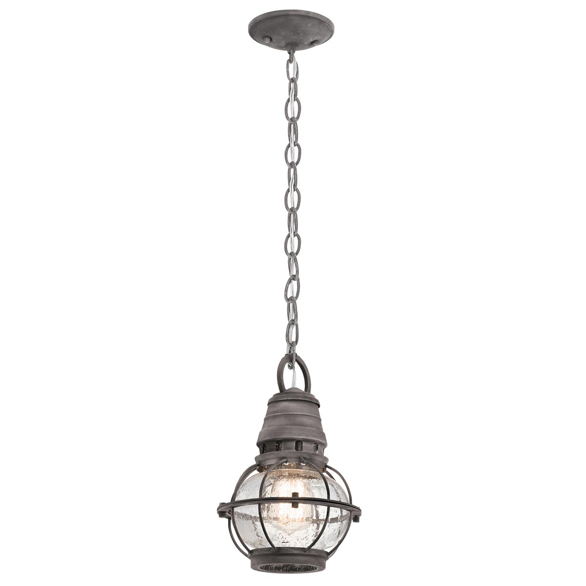 Kichler Bridge Point Small Porch Chain Lantern Weathered Zinc