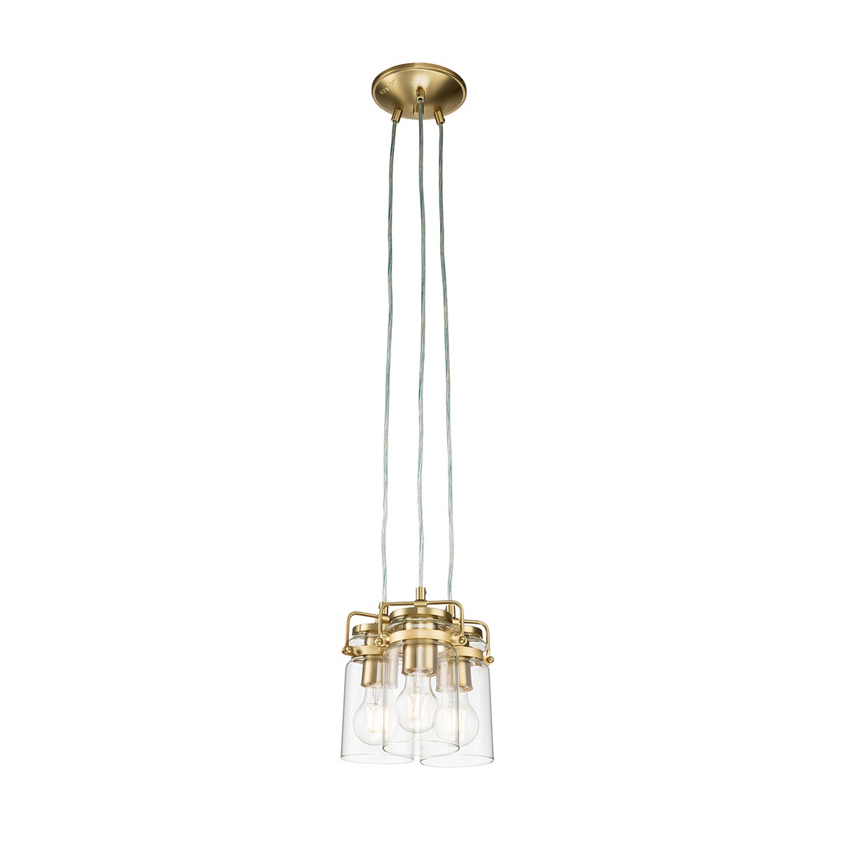 Kichler Brinley 3 Light Pendant Cluster Brushed Brass Clear Glass Shades