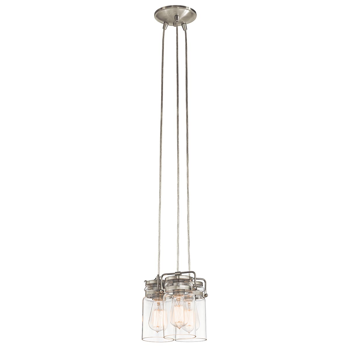 Kichler Brinley 3 Light Pendant Cluster Brushed Nickel Clear Glass Shades