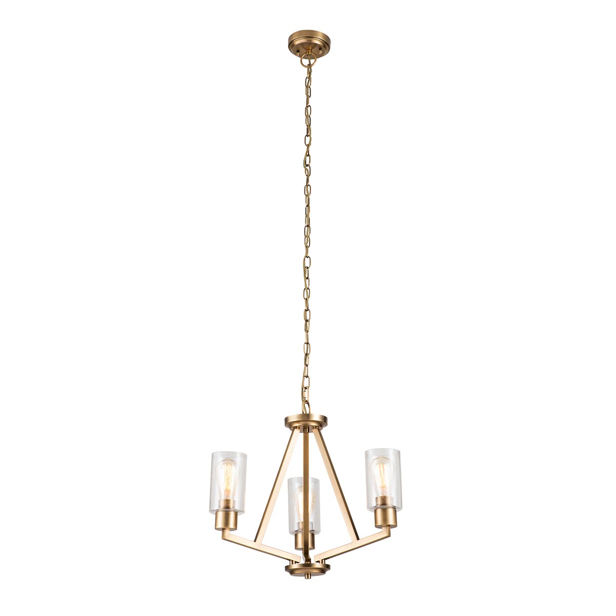 Kitchler Deryn 3 Light Chandelier In Natural Brass Finish