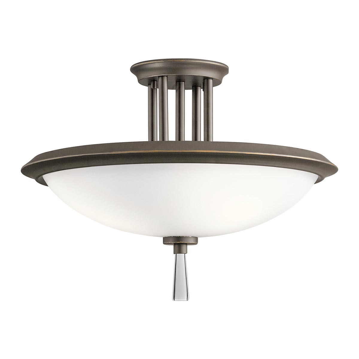 Dreyfus 3 Light Semi Flush In Olde Bronze With Art Deco Style