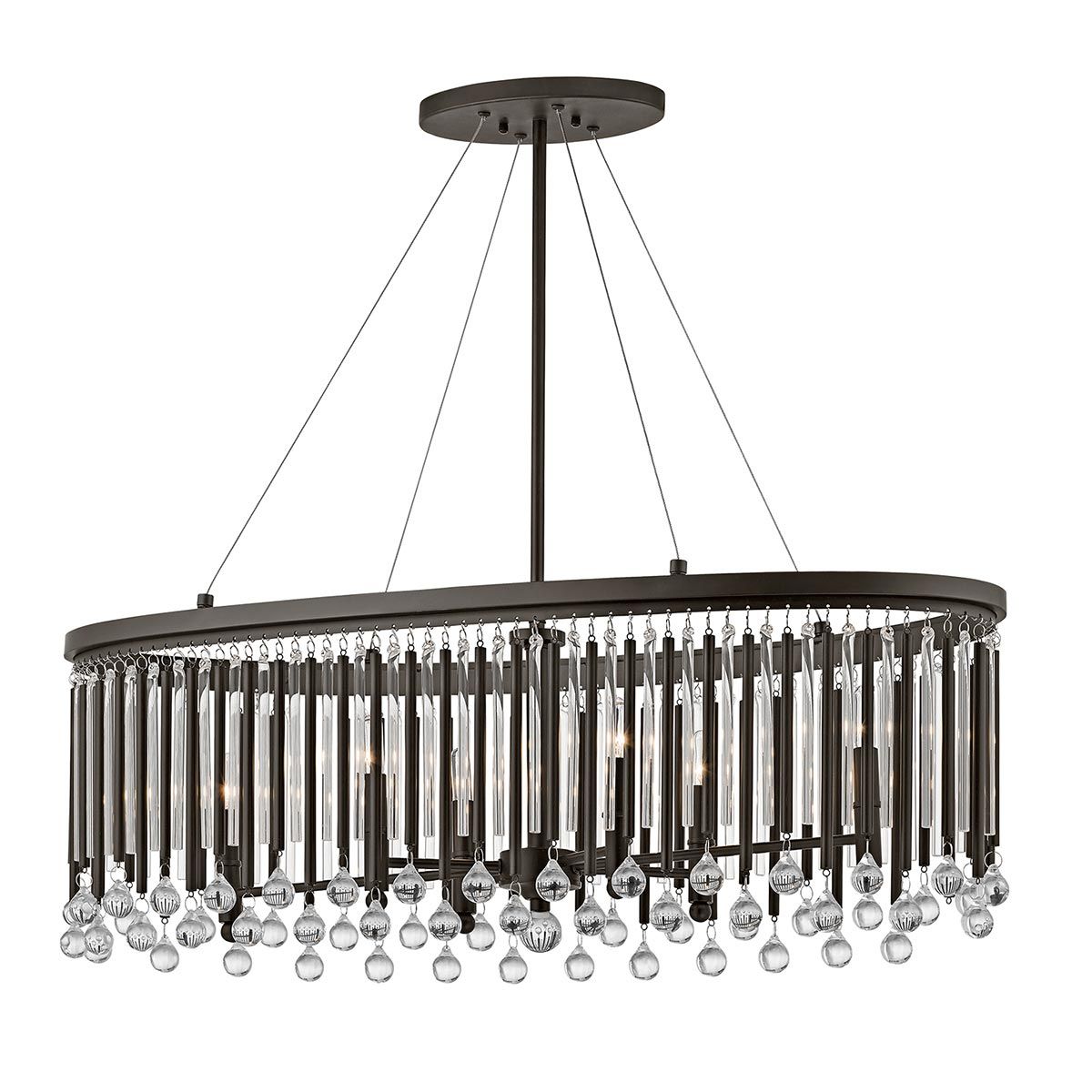 Kichler Piper 6 Light Oval Chandelier In Espresso With Clear Glass