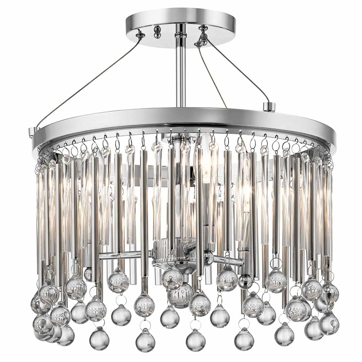 Kichler Piper 3 Light Semi Flush In Chrome With Clear Glass