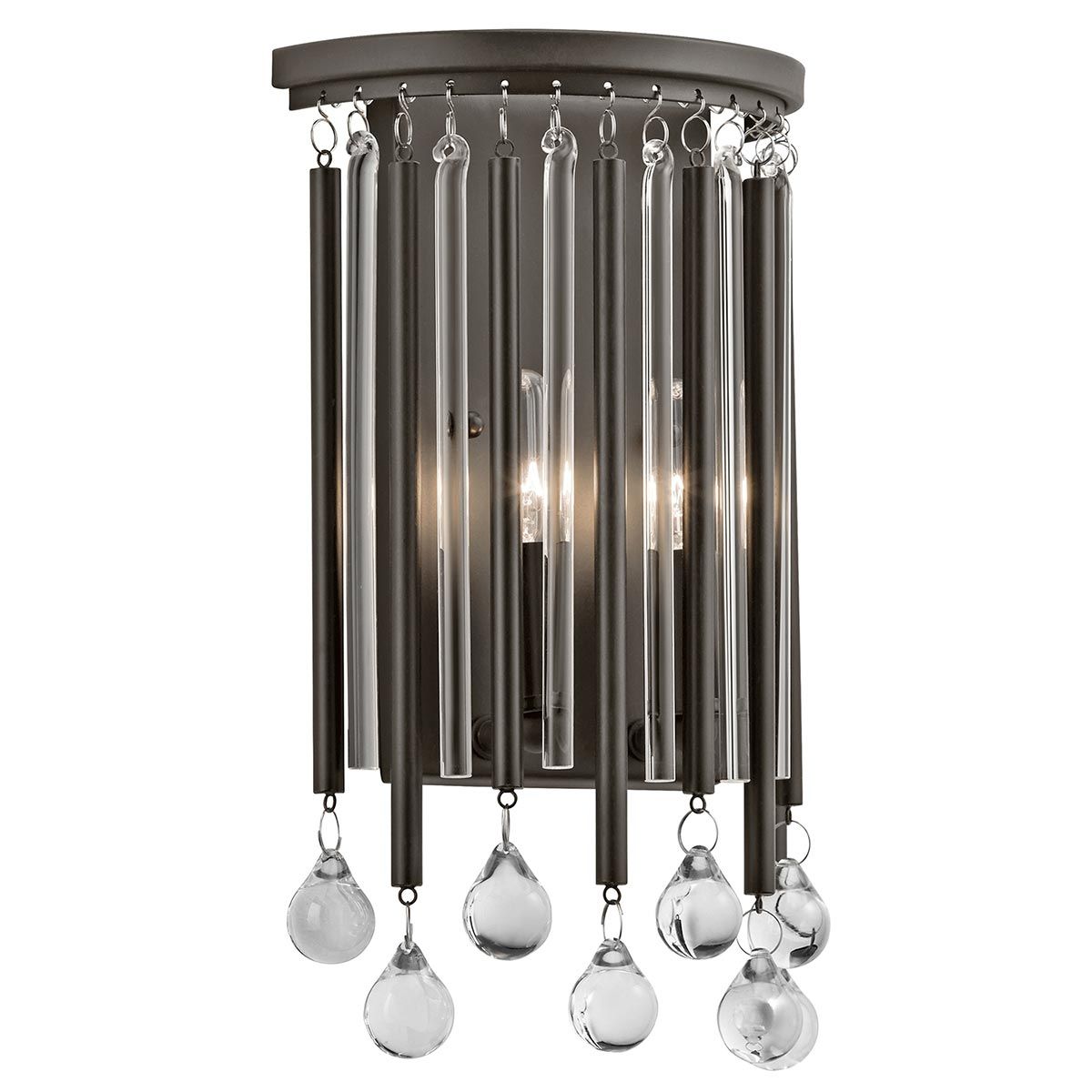 Kichler Piper 2 Light Wall Light In Espresso Finish With Clear Glass