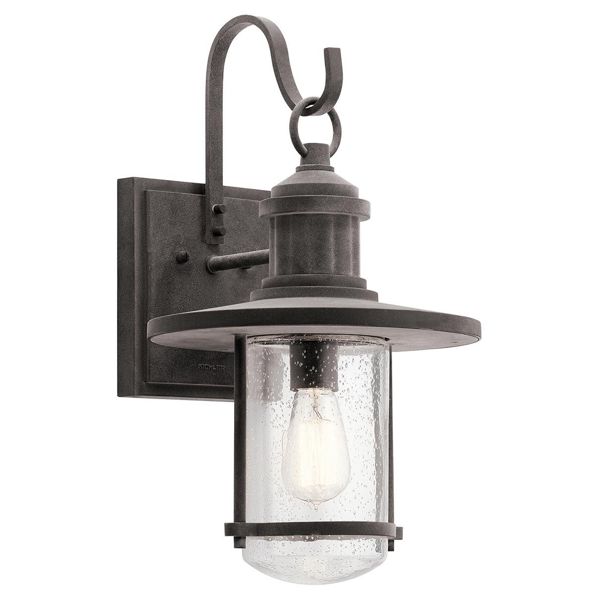 Riverwood XL Outdoor Wall Lantern Weathered Zinc Seeded Glass