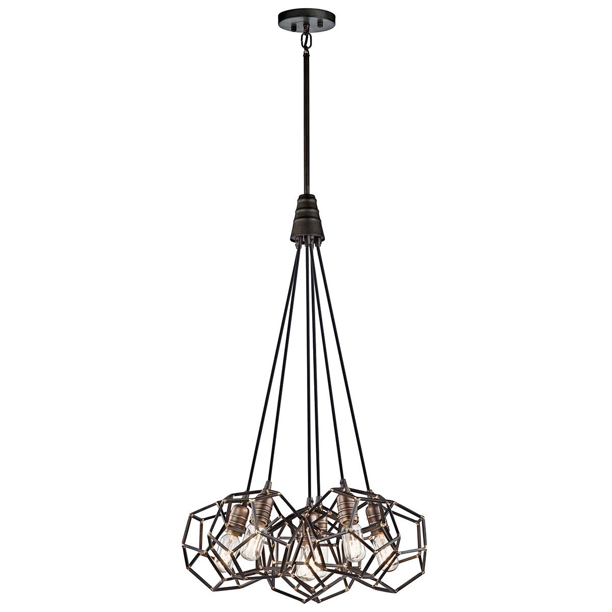 Kichler Rocklyn 6 Light Pendant Cluster Vintage Industrial Style Raw Steel