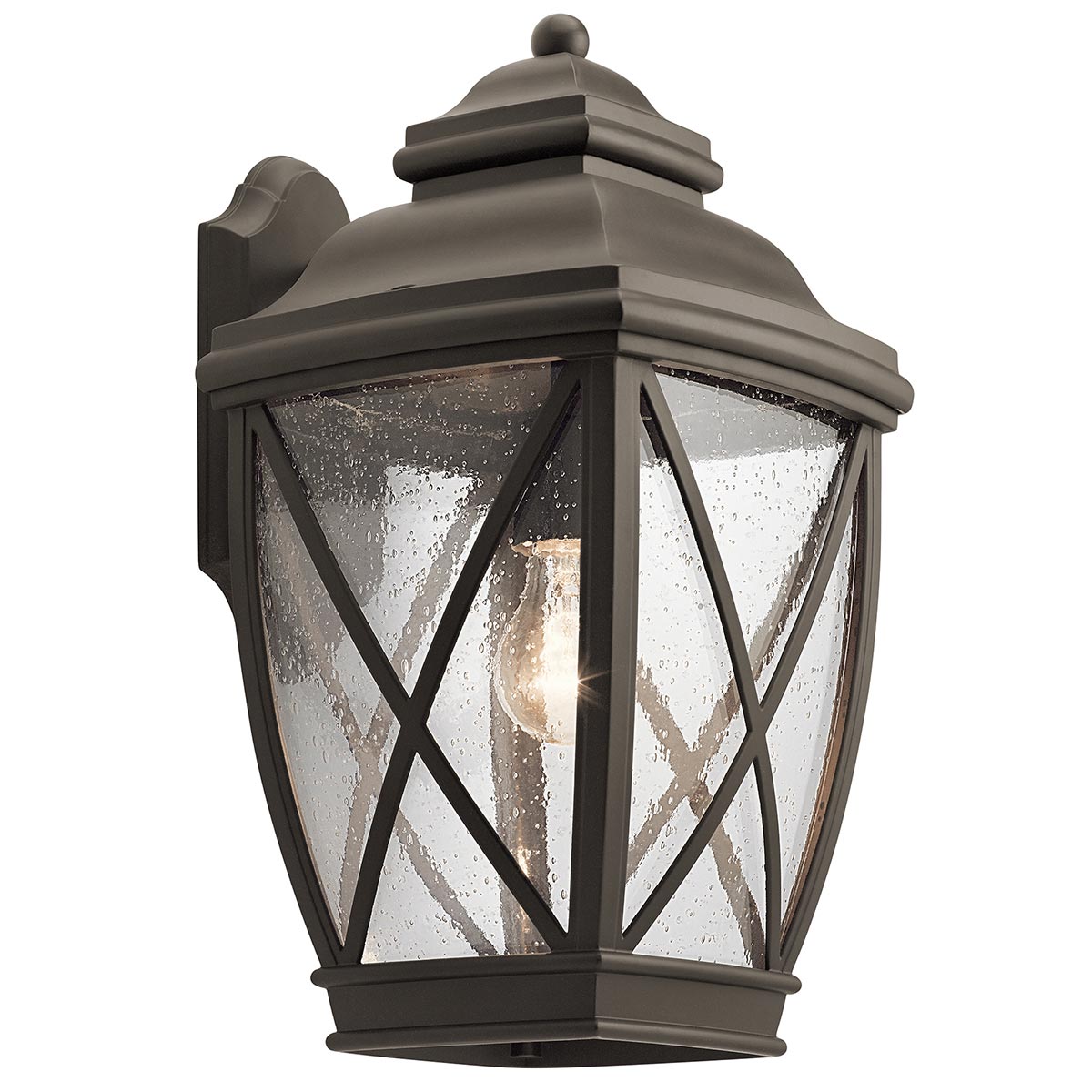 Tangier Large Outdoor Wall Lantern Olde Bronze Seeded Glass