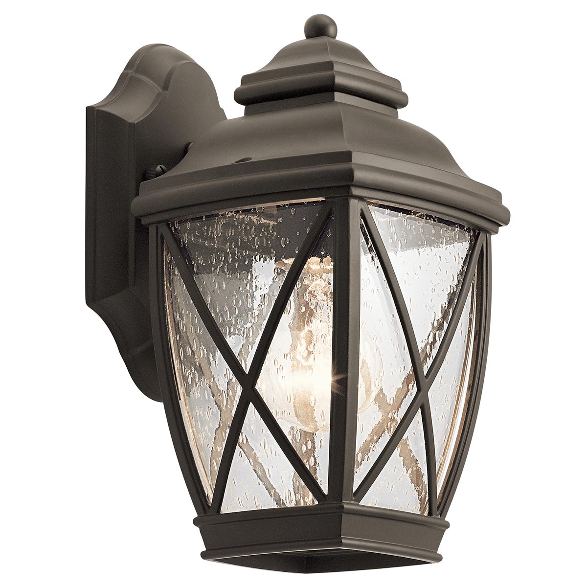 Tangier Small Outdoor Wall Lantern Olde Bronze Seeded Glass