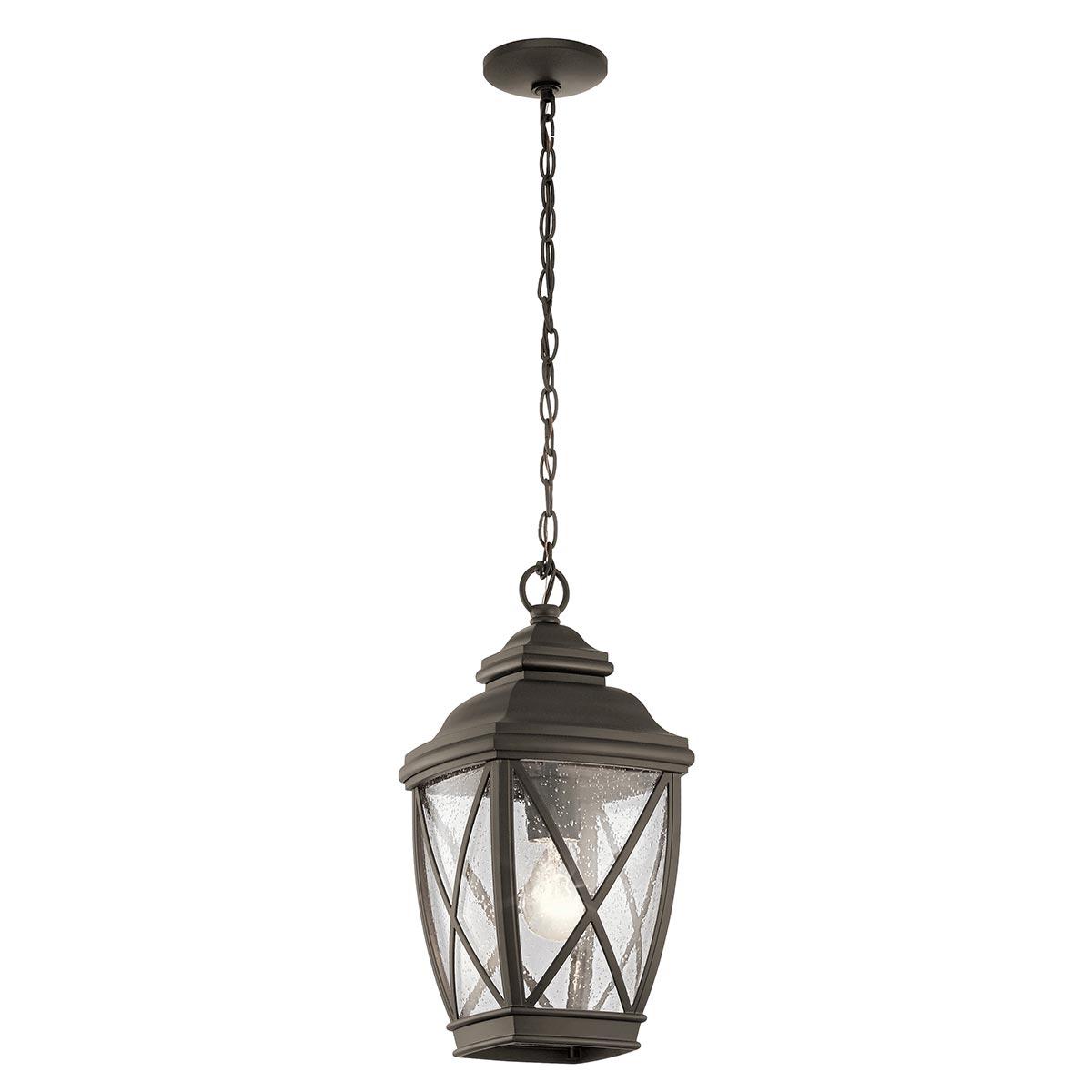 Tangier Classic Porch Chain Lantern Olde Bronze Seeded Glass