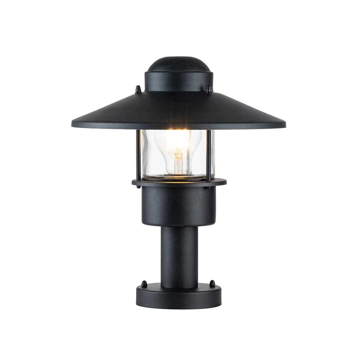 Klampenborg Stainless Steel Outdoor Pedestal Lantern In Black