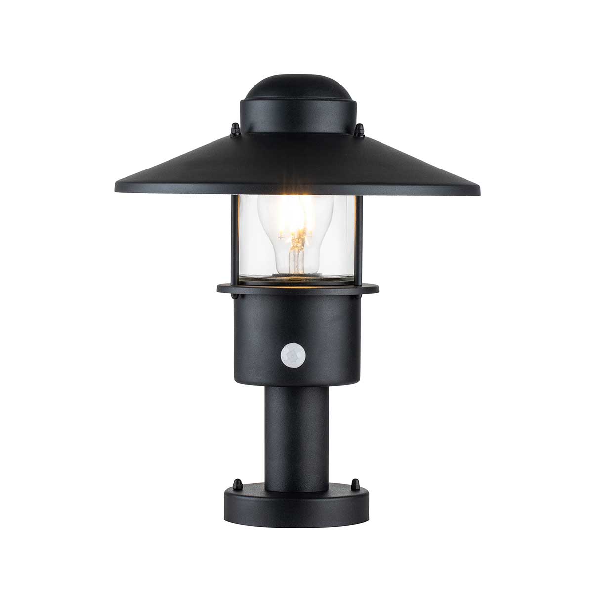 Klampenborg Stainless Steel Outdoor Pedestal With PIR In Black