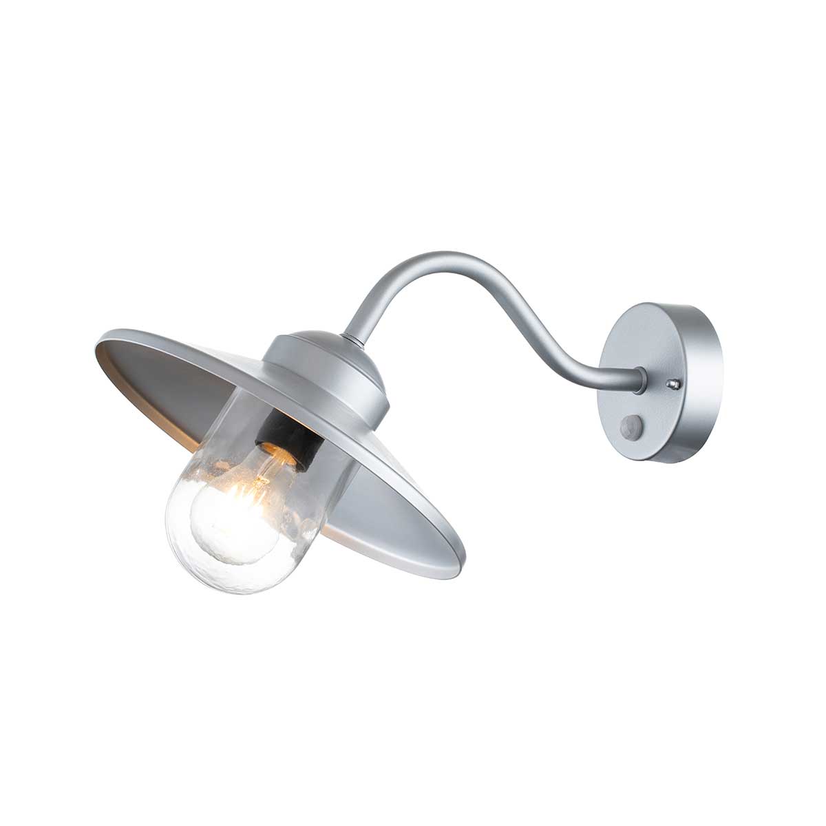 Klampenborg 1 Lamp Stainless Steel PIR Wall Light In Silver