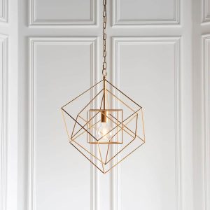 Cubes medium 1 light geometric ceiling pendant in gold leaf main image