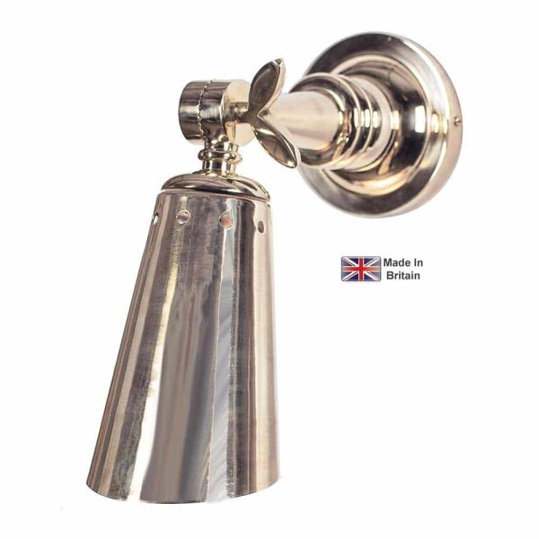 Steamer hinged nautical wall spot light in polished nickel