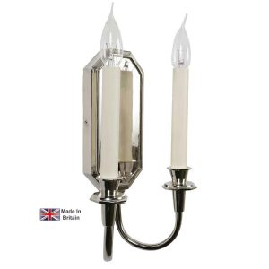 Valerie 2 lamp Georgian wall light in polished nickel plated solid brass