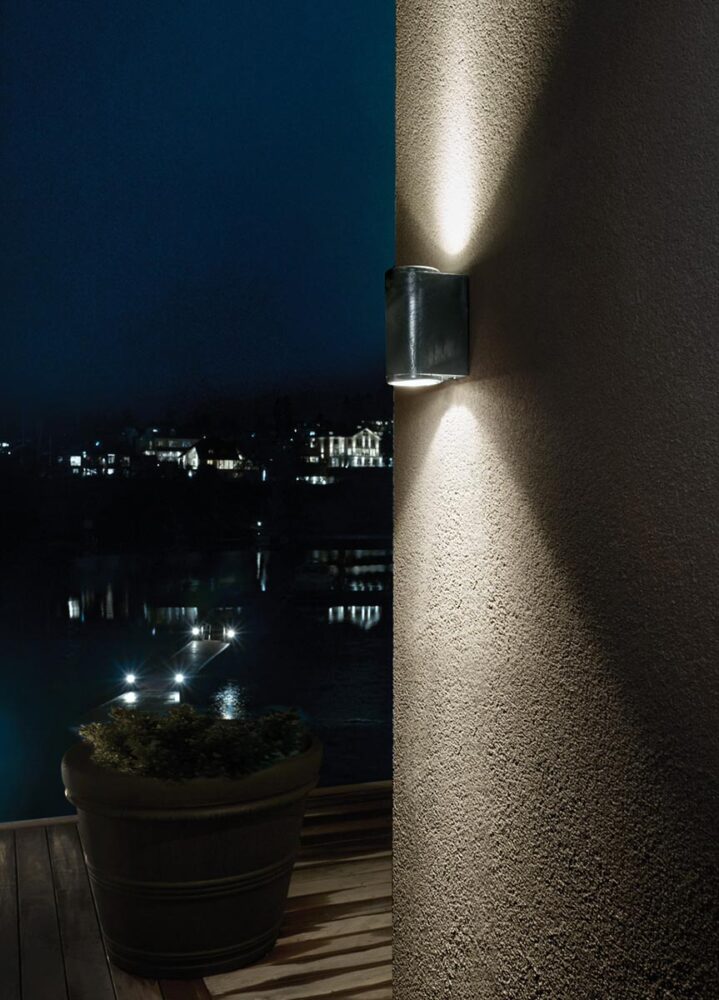 Norlys Mandal 2 Light Galvanised Outdoor Wall Up & Down Light IP44