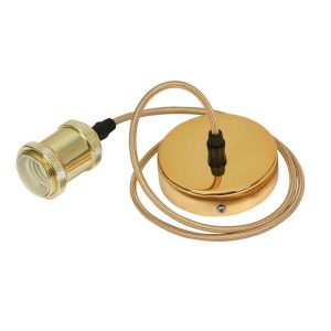 Pendant light cord set with E27 shade ring in gold main image