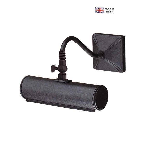 Elstead classic 1 light British made small picture light in textured black on white background