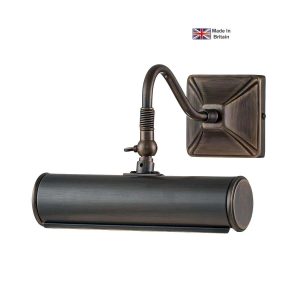 Elstead classic 1 light British made small picture light in dark bronze on white background