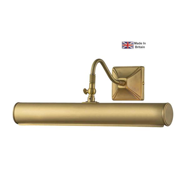 Elstead classic 2 light 36cm British made picture light in brushed brass on white background