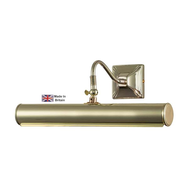 Elstead large 2 light 36cm British made picture light in polished brass on white background