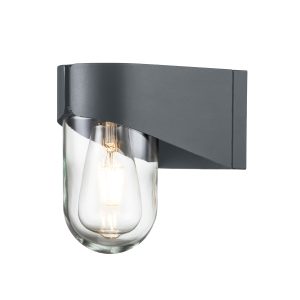 Elstead Porto modern 1 light stainless steel outdoor wall light in grey on white background