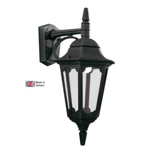 Elstead Parish 1 light downward outdoor wall lantern in black on white background