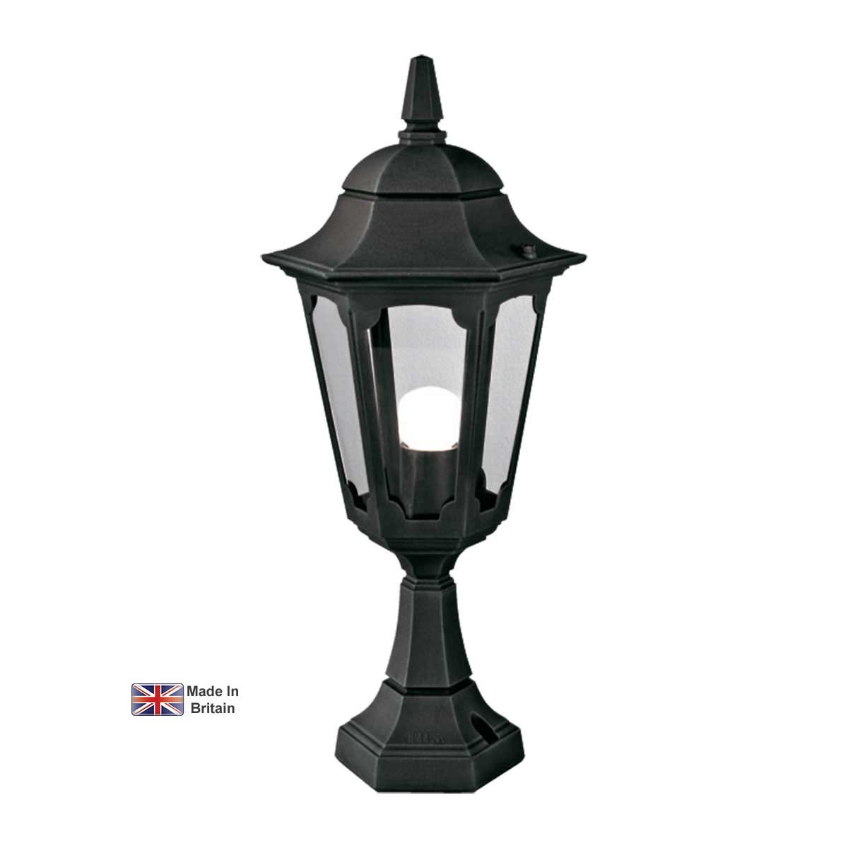 Elstead Parish 1 Light Outdoor Pedestal Lantern In Black